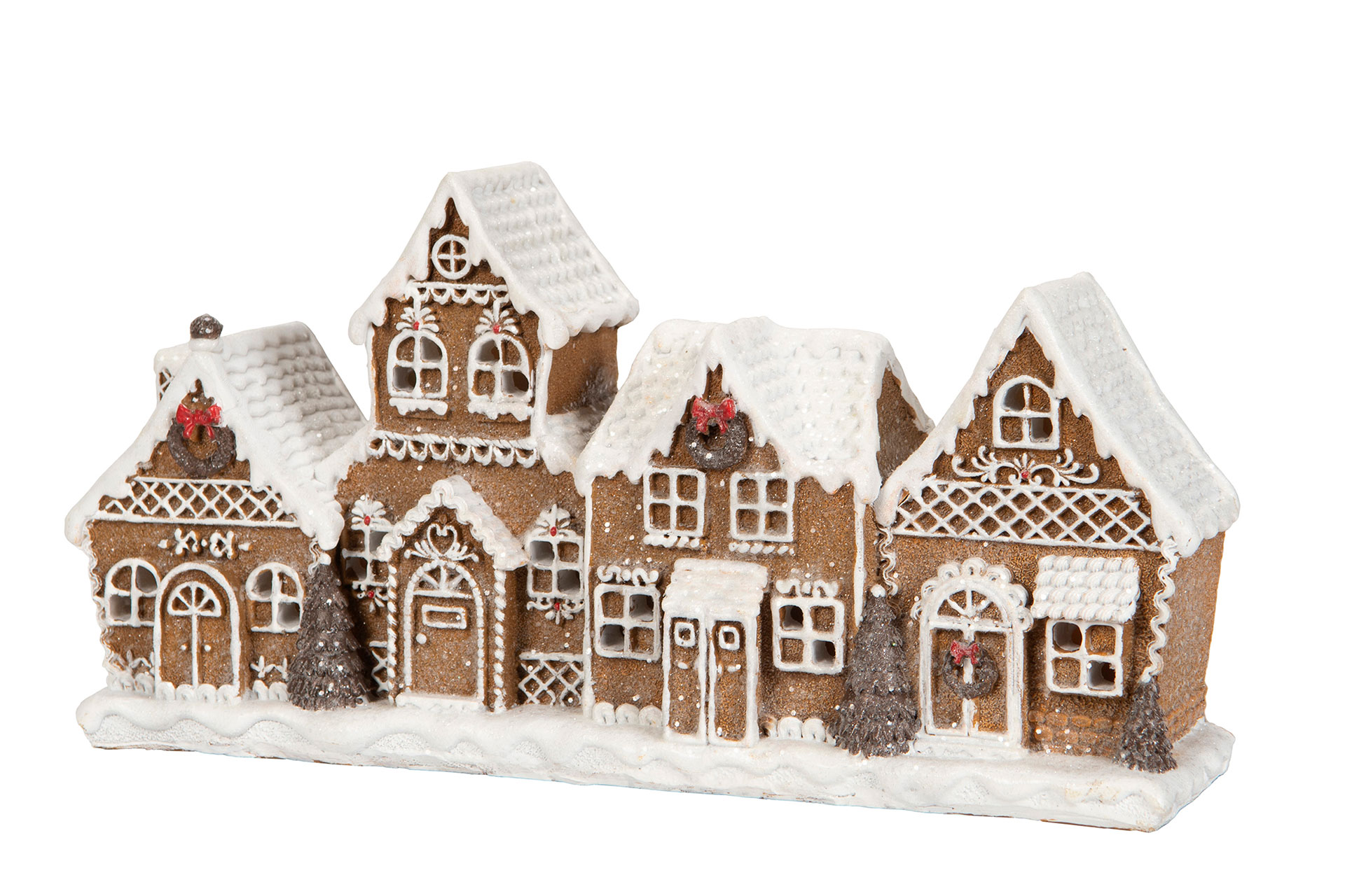 Pepparkakshus med ledbelysning - 25x7x13 cm Batteridriven - 3