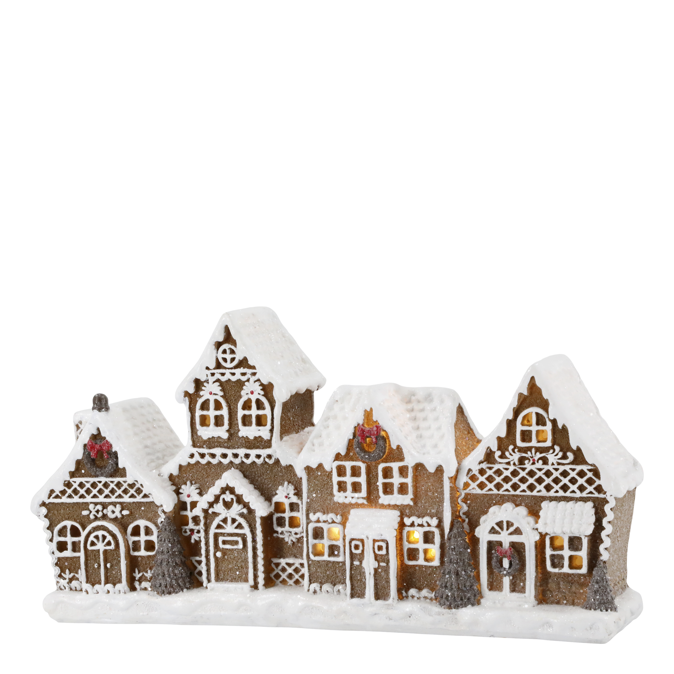 Pepparkakshus med ledbelysning - 25x7x13 cm Batteridriven - 6
