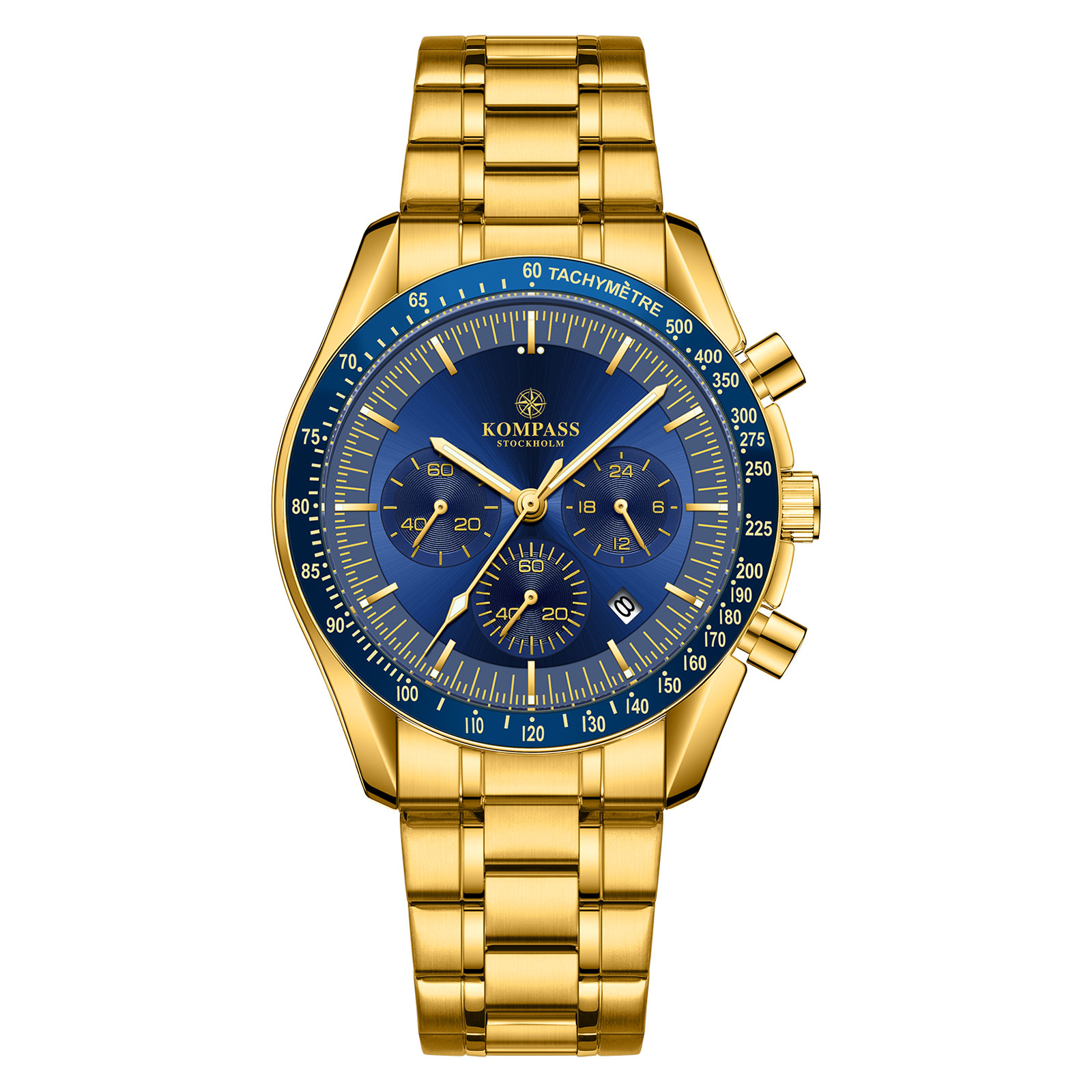 Kompass Stockholm Kompass ChronoSpeed Steel Gold Blue