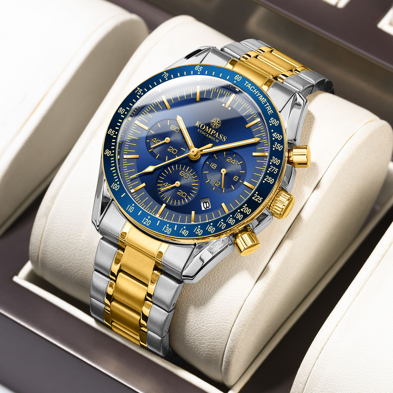Kompass ChronoSpeed Steel Silver Gold Blue - 4