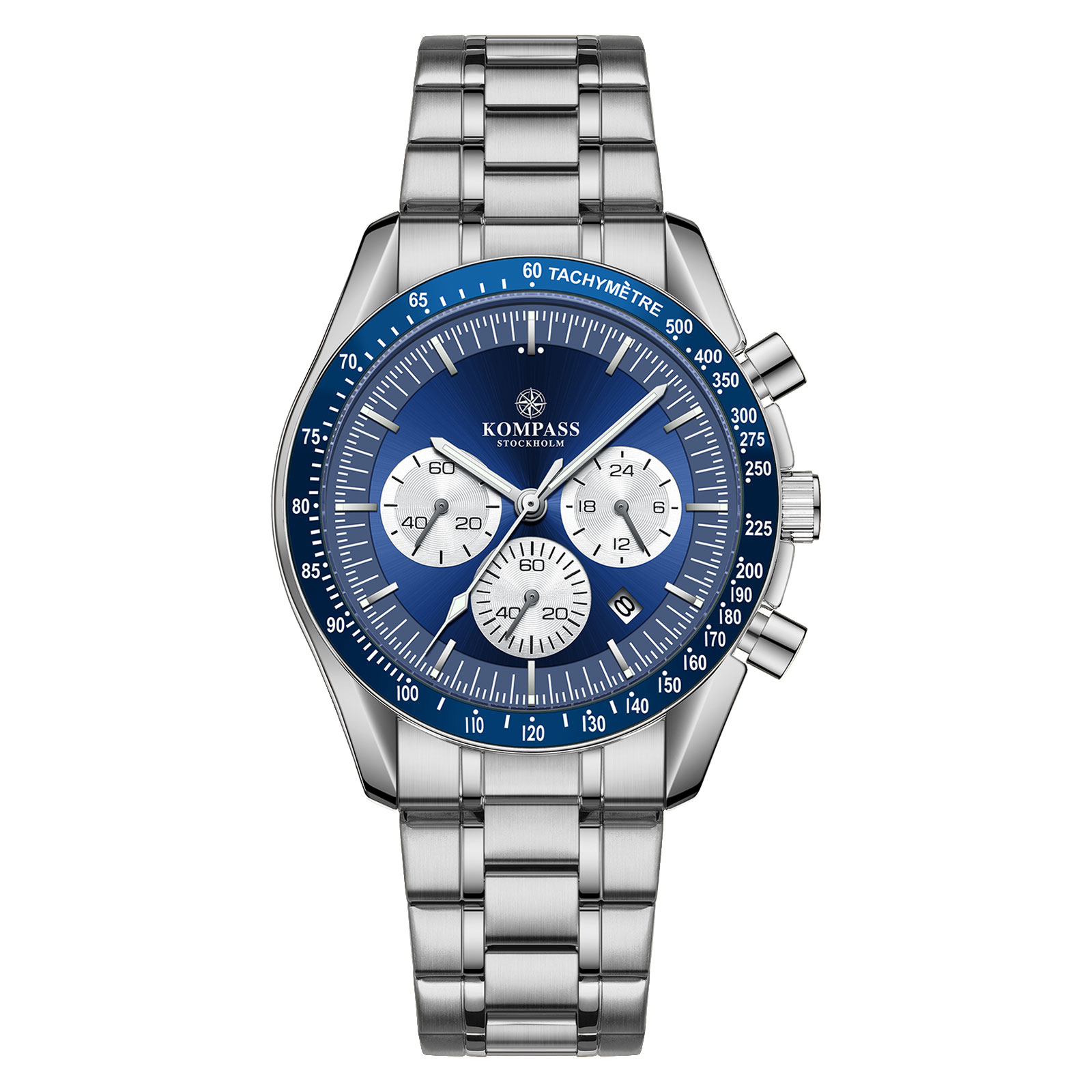 Kompass Stockholm Kompass ChronoSpeed Steel Silver Blue