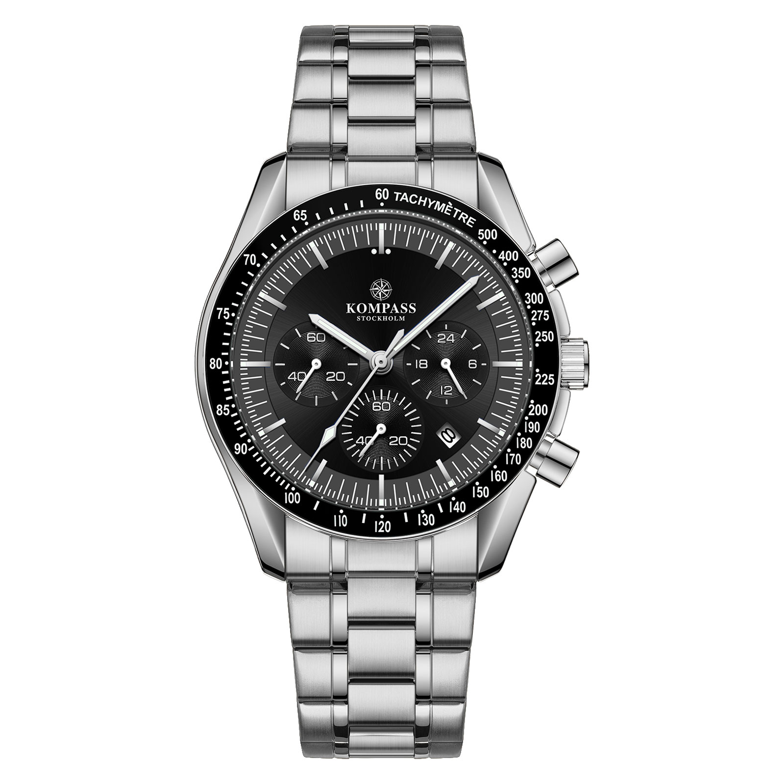 Kompass Stockholm Kompass ChronoSpeed Steel Silver Black