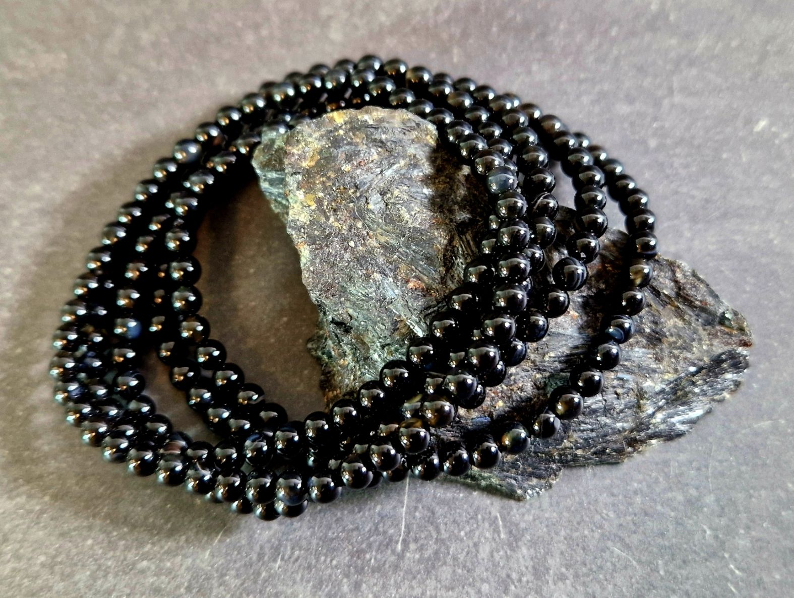 Svart Onyx Armband  - 4mm Pärlor