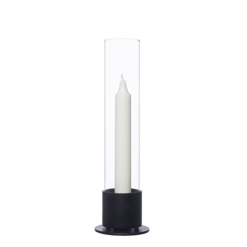 Ljusstake m. glascylinder svart - ERNST