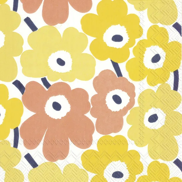 Servetter Marimekko Mini Unikko gul kaffe
