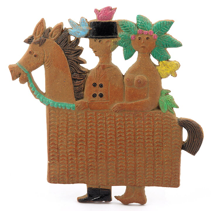 Stig Lindberg (1970) Gingerbread Horse Riders Wall Plaque 21 cm