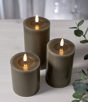 Blockljus mullvad 12,5 cm S. LED Batteriljus flow vax med timer