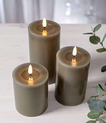 Blockljus mullvad 17,5 cm L. LED Batteriljus flow vax med timer