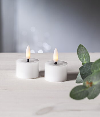 2 st värmeljus vit vax. LED-ljus. Batteriljus med timer