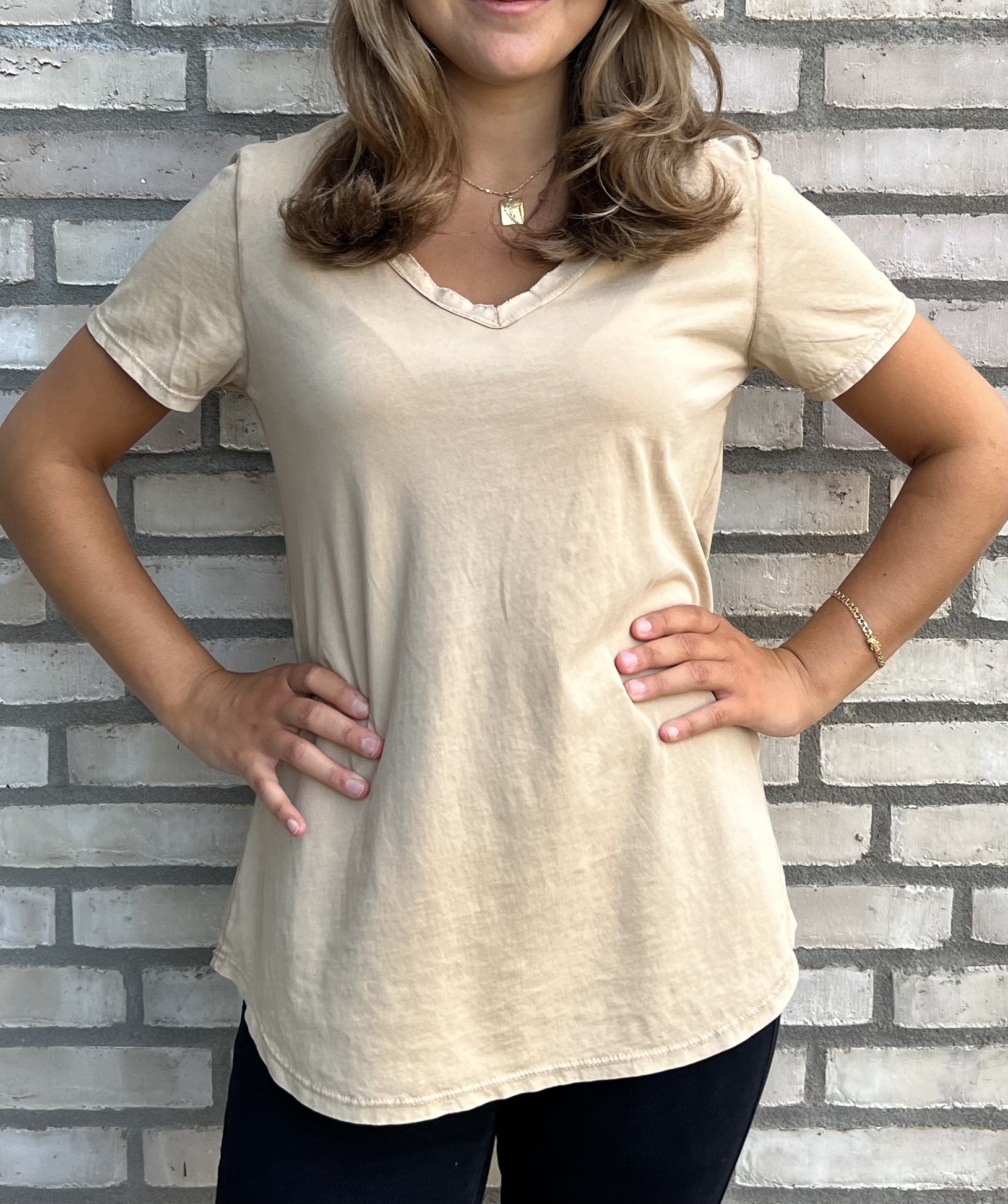 Nowomenslabel t-shirt camel