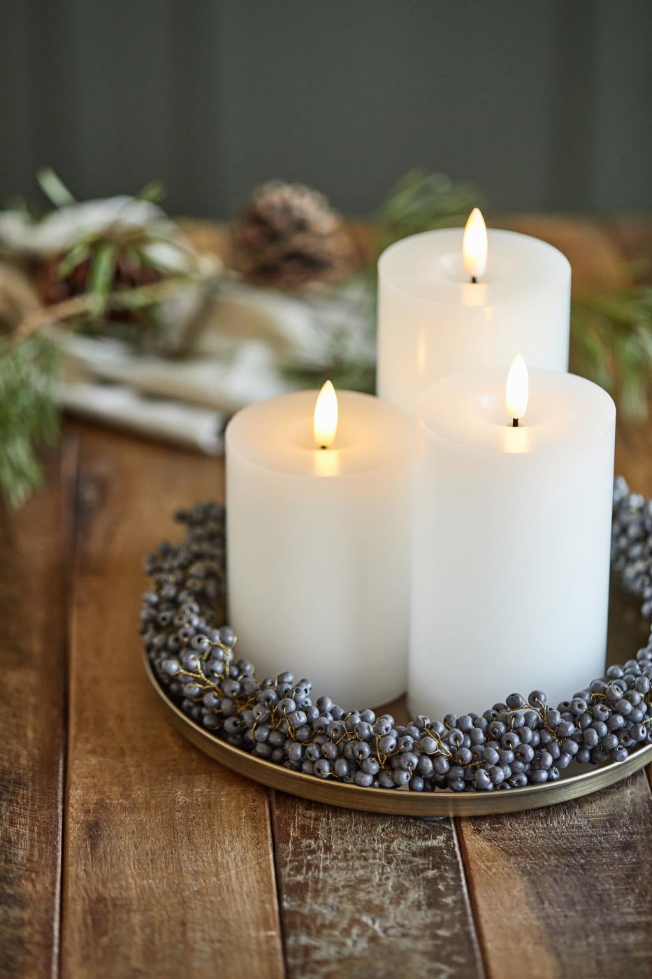 LED pillar candle w/warm flame f/indoor excl. remote control