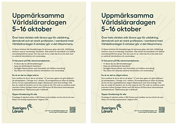 Uppmärksamma Världslärardagen 5–16 oktober – flyer A5