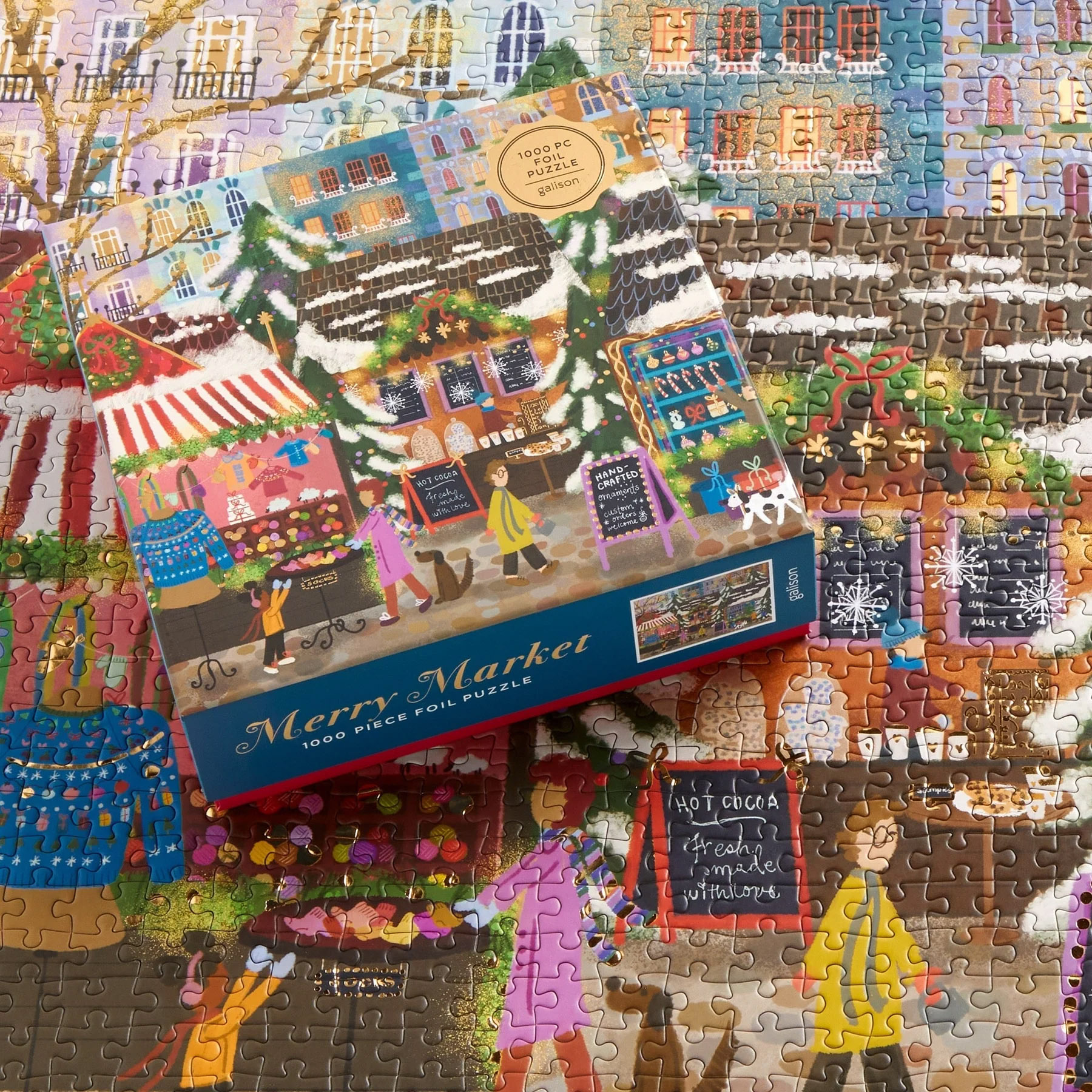 Joy Laforme Merry Market, 1000 Piece Foil Puzzle in a Square Box - 4