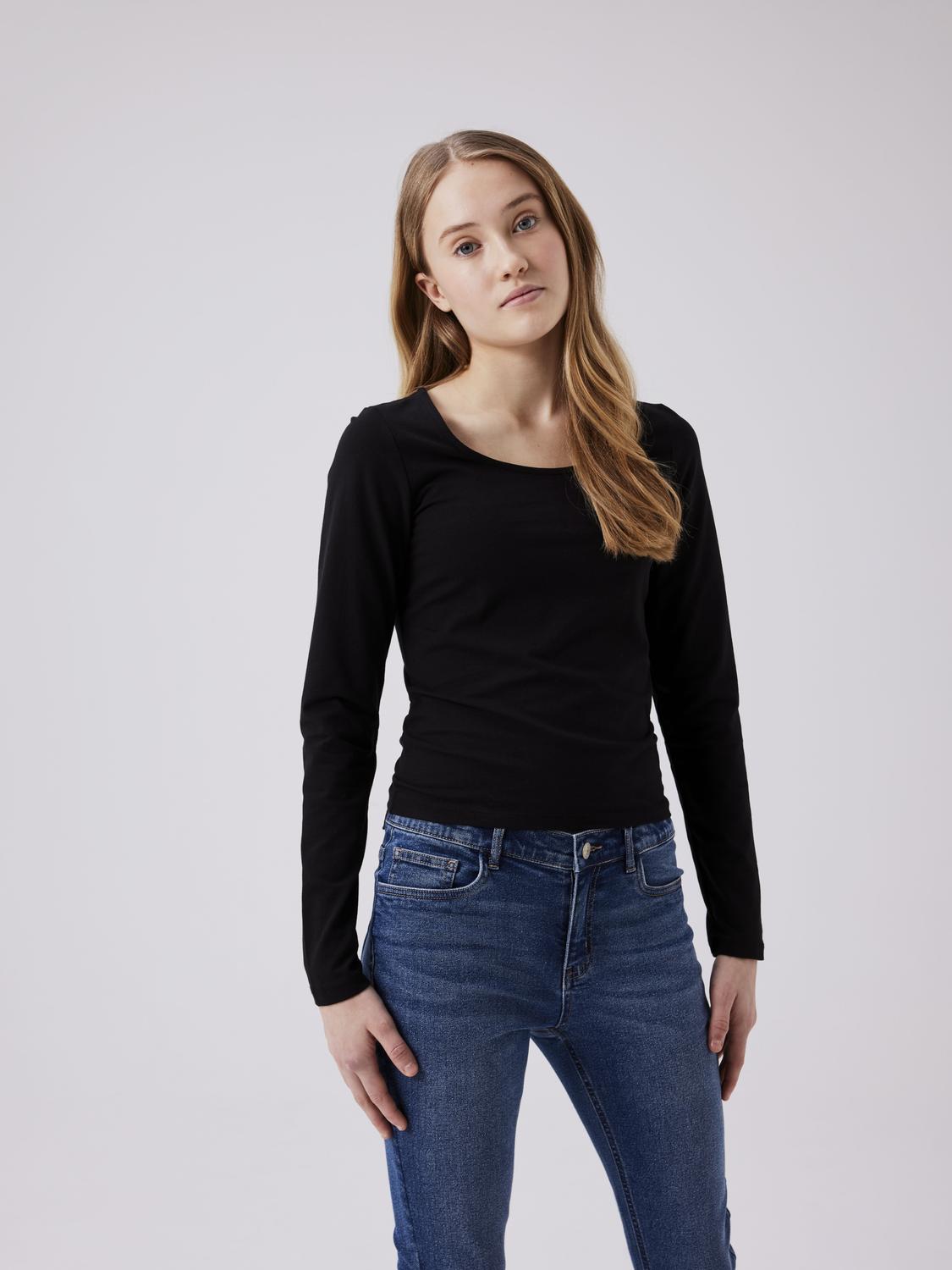 NLFNOVE LS DEEP O-NECK SHORT TOP NOOS black - 5