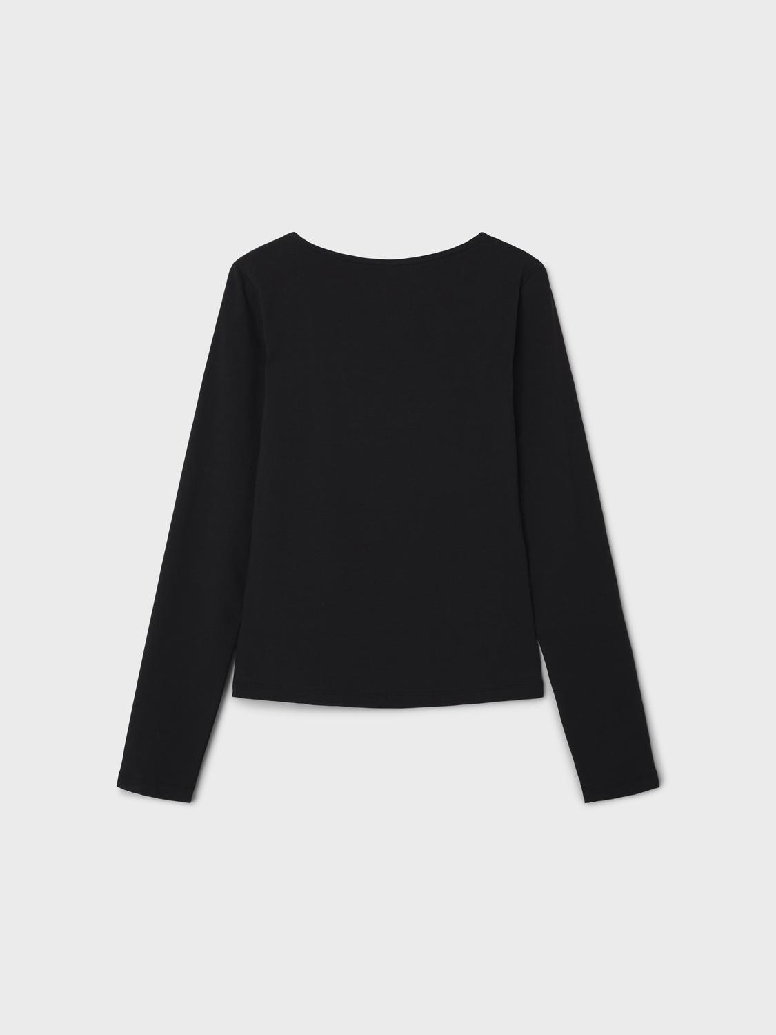 NLFNOVE LS DEEP O-NECK SHORT TOP NOOS black