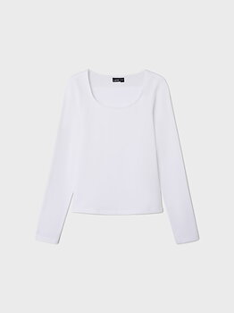NLFNOVE LS DEEP O-NECK SHORT TOP NOOS  bright white