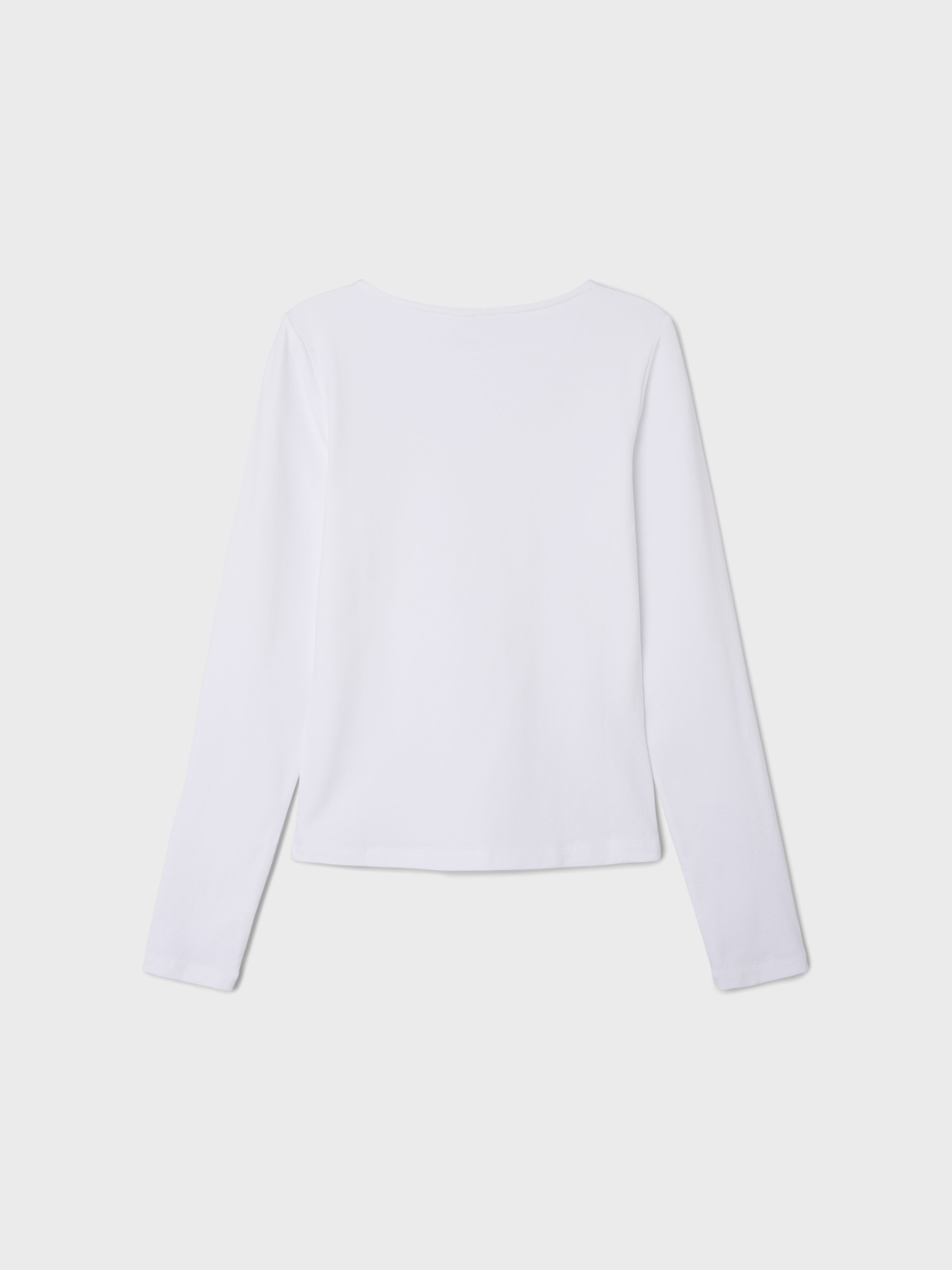 NLFNOVE LS DEEP O-NECK SHORT TOP NOOS  bright white - 2