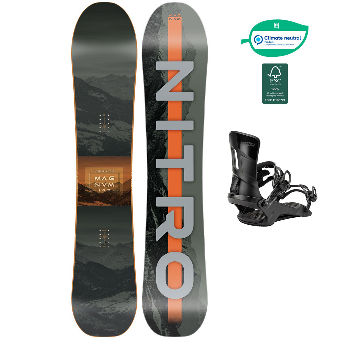 Nitro Snowboardpaket - Magnum 167 (Wide) + Rambler Ultra Black L