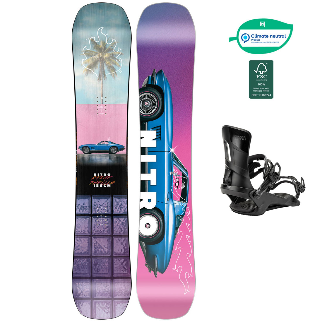 Nitro Snowboardpaket - Cheap Thrills 152 + Rambler Ultra Black M