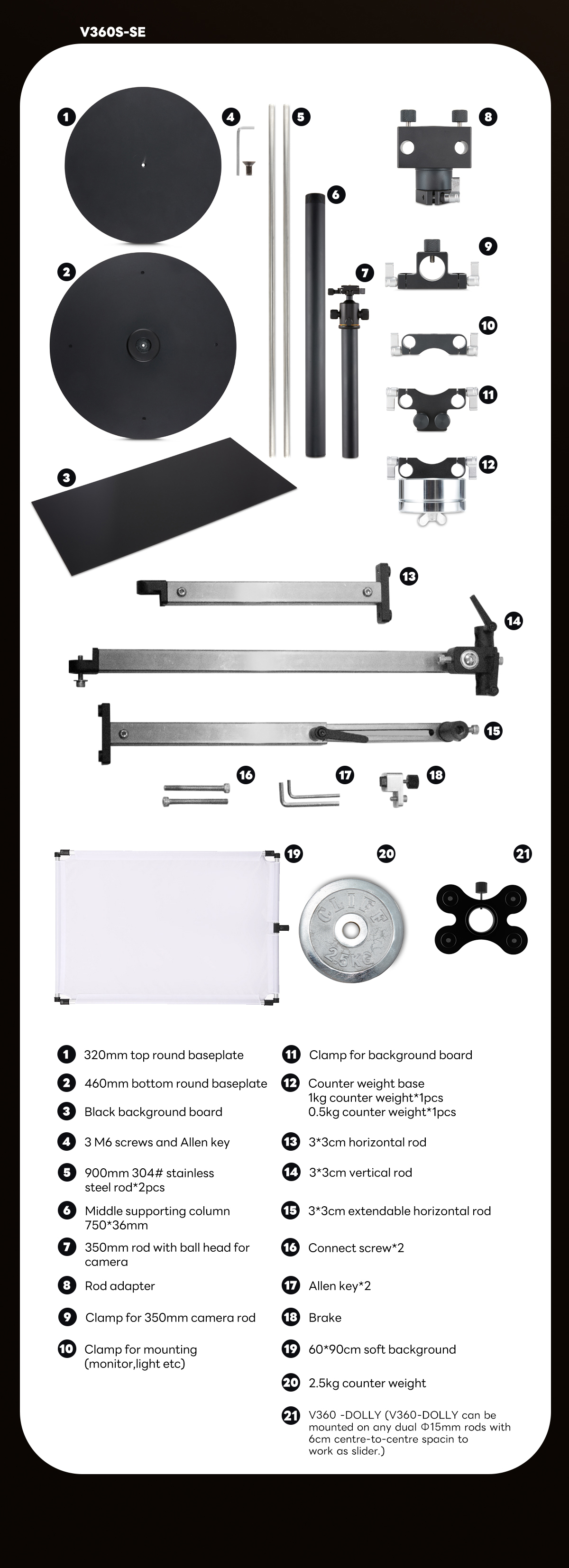 Digitalfoto 360°Camera Rig Video Rotating Platform 2 Axis+Dolly - 9