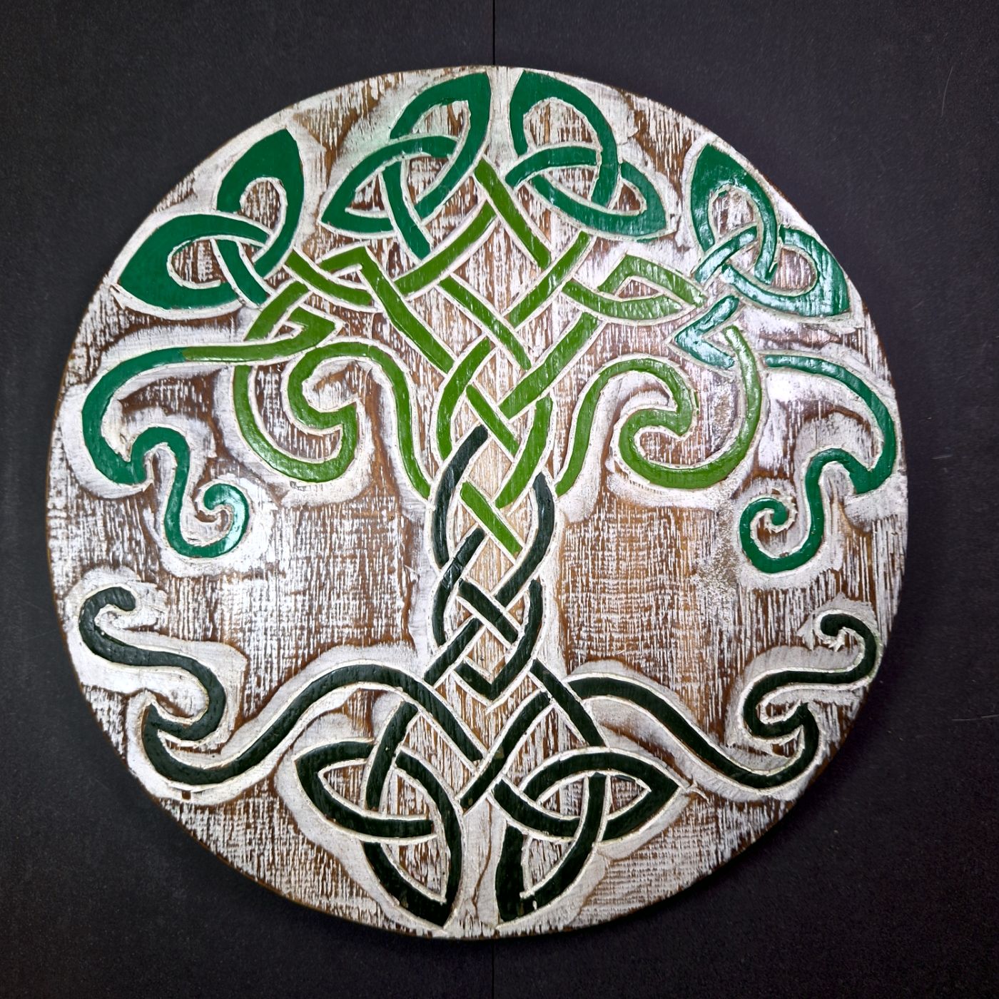 Grön Vit Keltisk Yggdrasil   - Väggdekoration 
