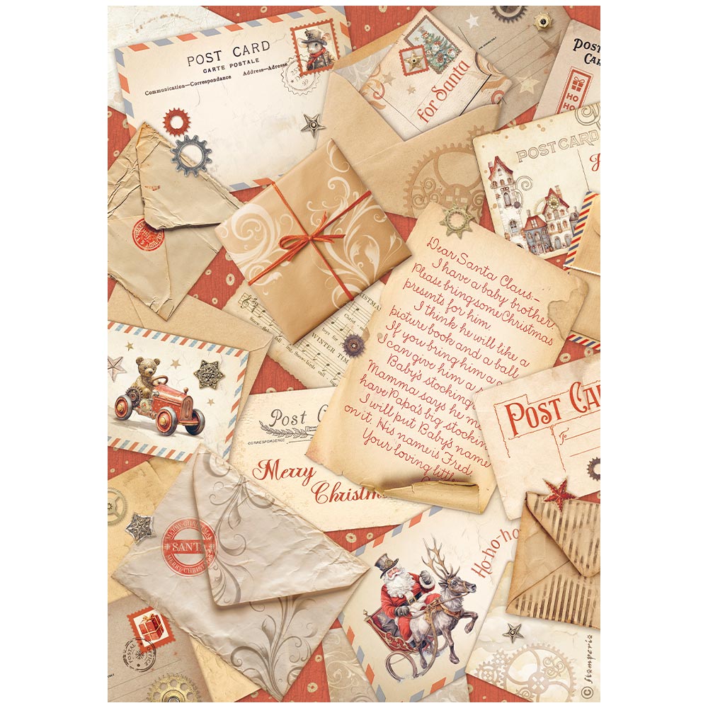 A4 Rice paper packed - Gear up for Christmas post cards 