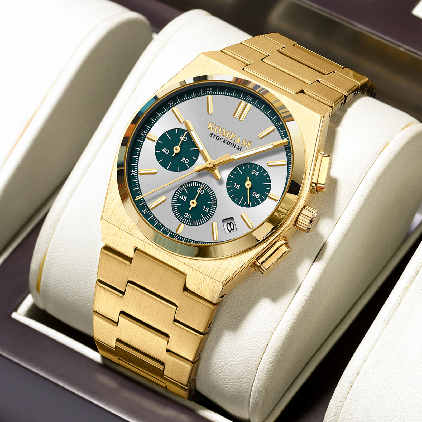 Kompass ChronoMaster Gold Silver Teal - 4