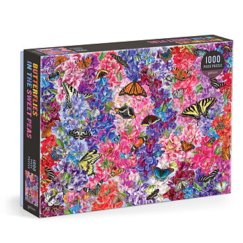 Butterflies In the Sweet Peas 1000 Piece Puzzle