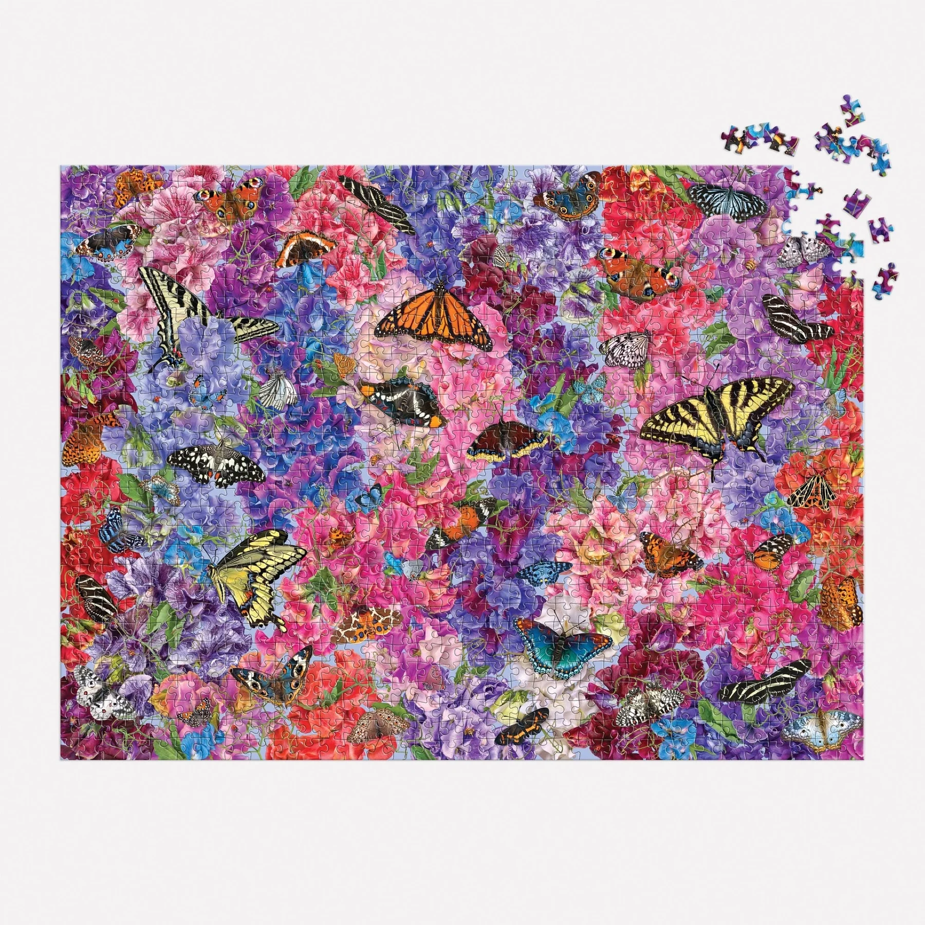 Butterflies In the Sweet Peas 1000 Piece Puzzle - 4