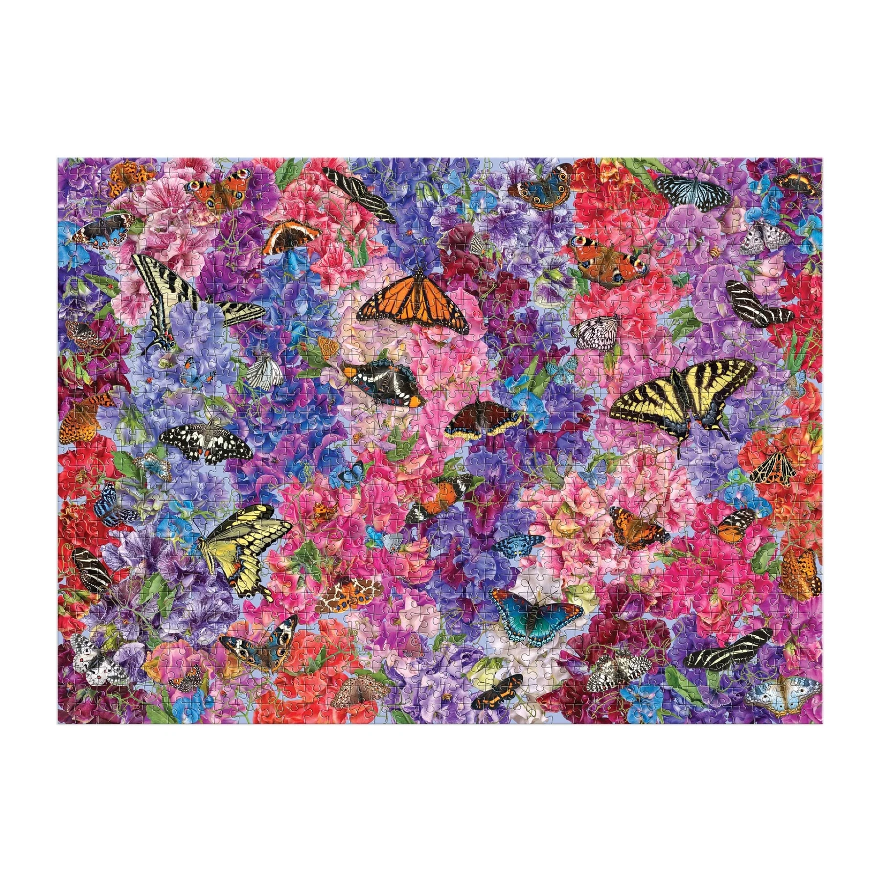 Butterflies In the Sweet Peas 1000 Piece Puzzle - 3