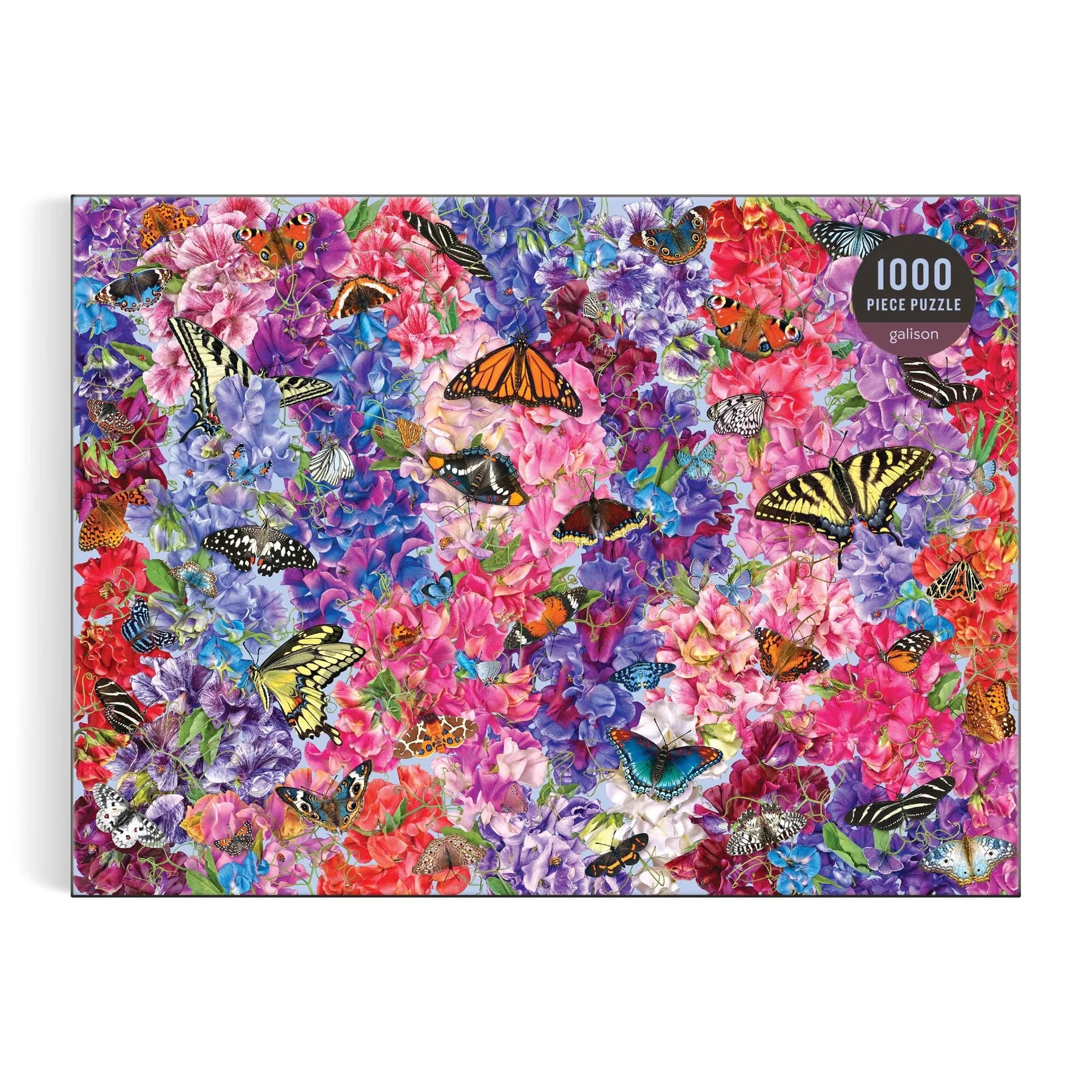 Butterflies In the Sweet Peas 1000 Piece Puzzle - 2