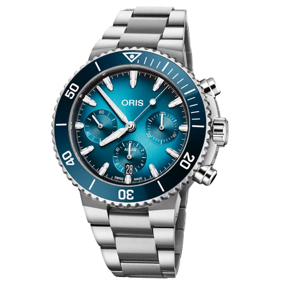 01 771 7793 4155-07 8 23 01PEB Oris Aquis Kronograf 43,5 blå