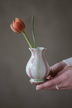 Majas maljakko raidallinen ruskea/vaaleanpunainen pieni