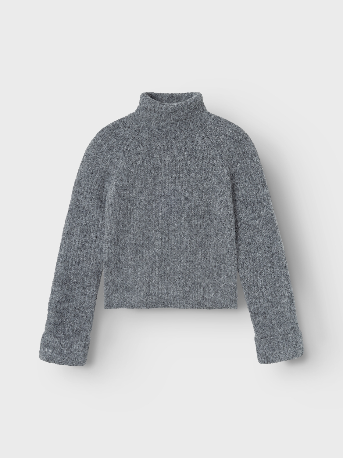 NLFNULO LS SHORT TURTLENECK KNIT dark grey melange