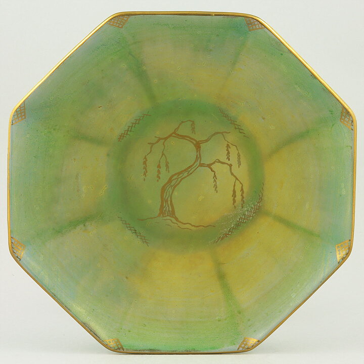 Josef Ekberg (1928) Octagonal Dish with Green Luster Glaze 20 cm