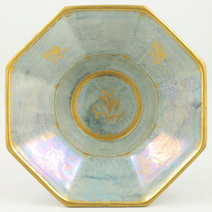 Josef Ekberg (1934) Octagonal Bowl with Green Luster Glaze 20 cm