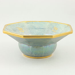 Josef Ekberg (1934) Octagonal Bowl with Green Luster Glaze 20 cm