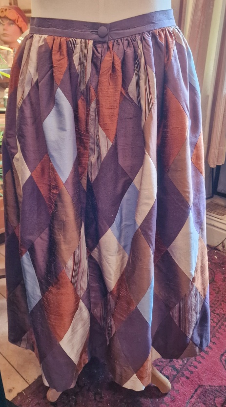 Vanja Brunzell evening skirt silk harlequin plaid size XL - 2