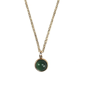 IAMLUND Betty halsband grön onyx guld
