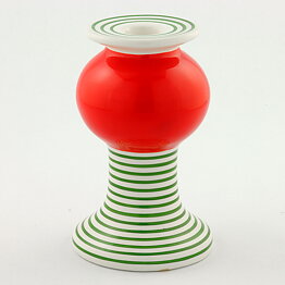 Lisa Larson (1993) Limited Candleholder with Green/Red Decor 14 cm (1)