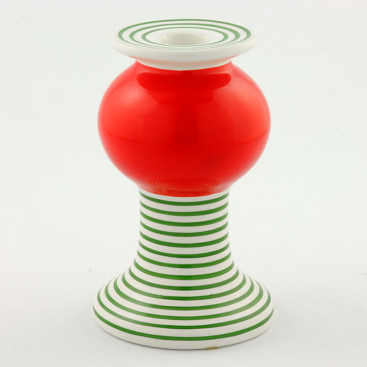 Lisa Larson (1993) Limited Candleholder with Green/Red Decor 14 cm (1)