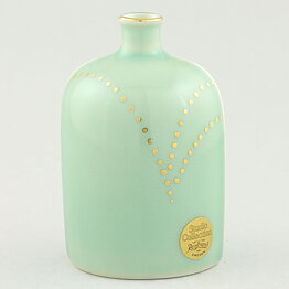 Kerstin Hörnlund (1980s) Green Bottle Vase with Golden Decor 11 cm (2)