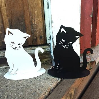 Katt, metall, prydnad i fönster