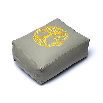 Meditationskudde / yogabolster livets träd rektangel ekologisk bomull (OCS)