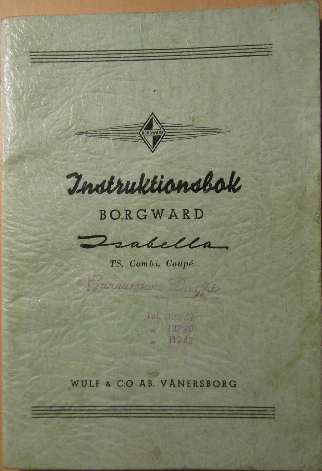1959 Borgward Isabella Instruktionsbok svensk