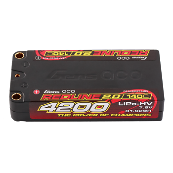 Li-Po Gens ace Redline 2s 4200mAh 7.6V HV 140c 5mm bullet