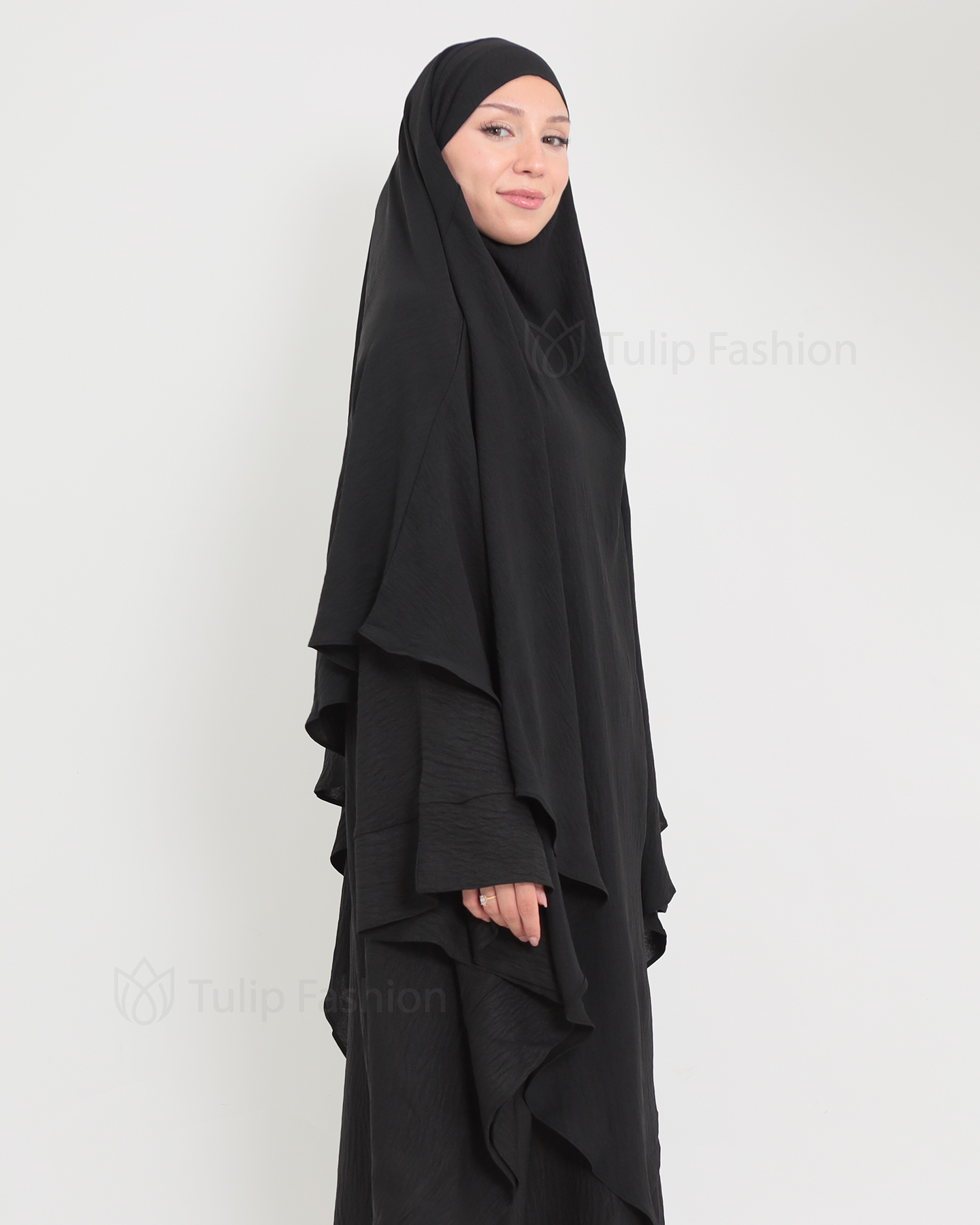 Maryam One layer Khimar - Black - 2