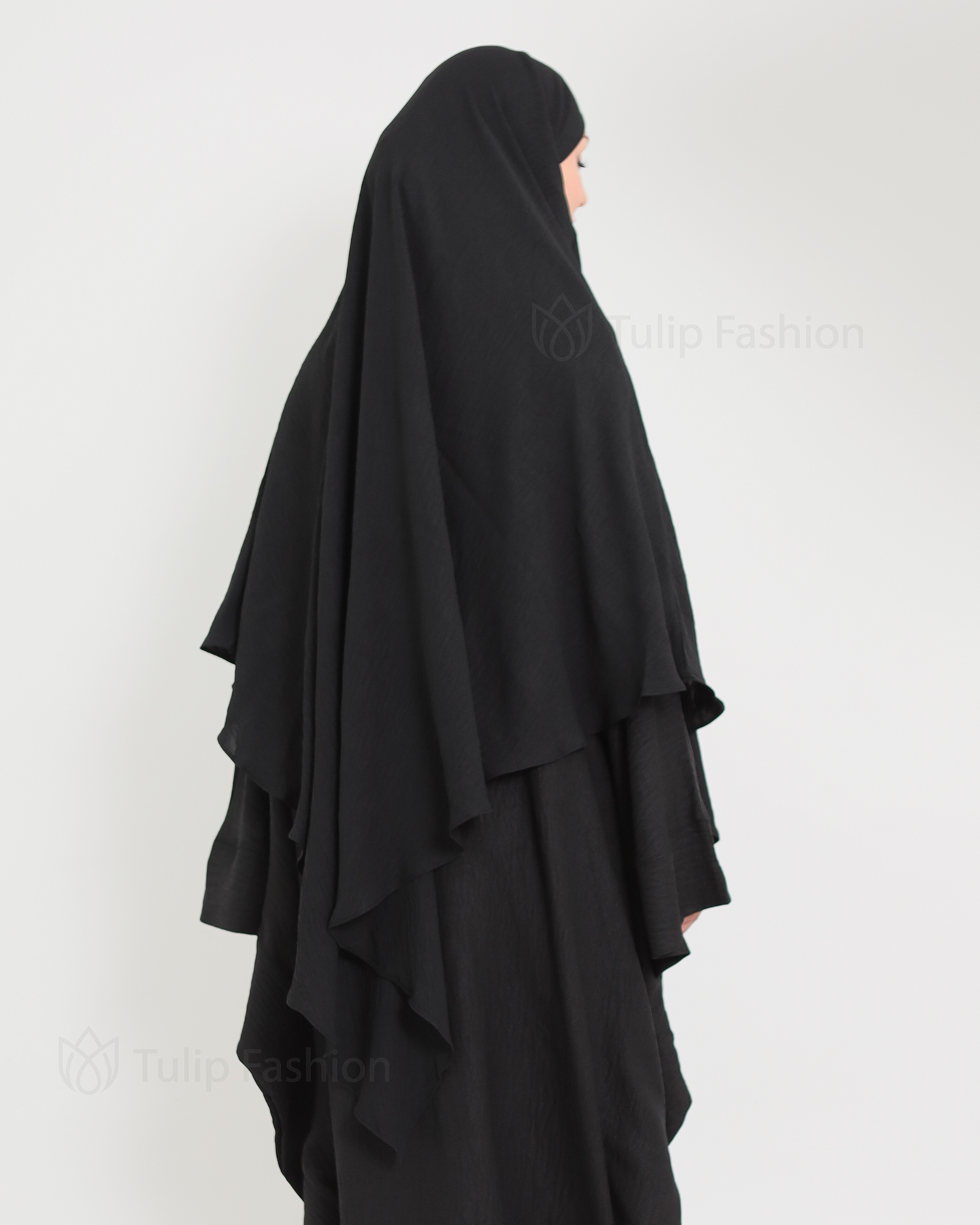 Maryam One layer Khimar - Black - 4