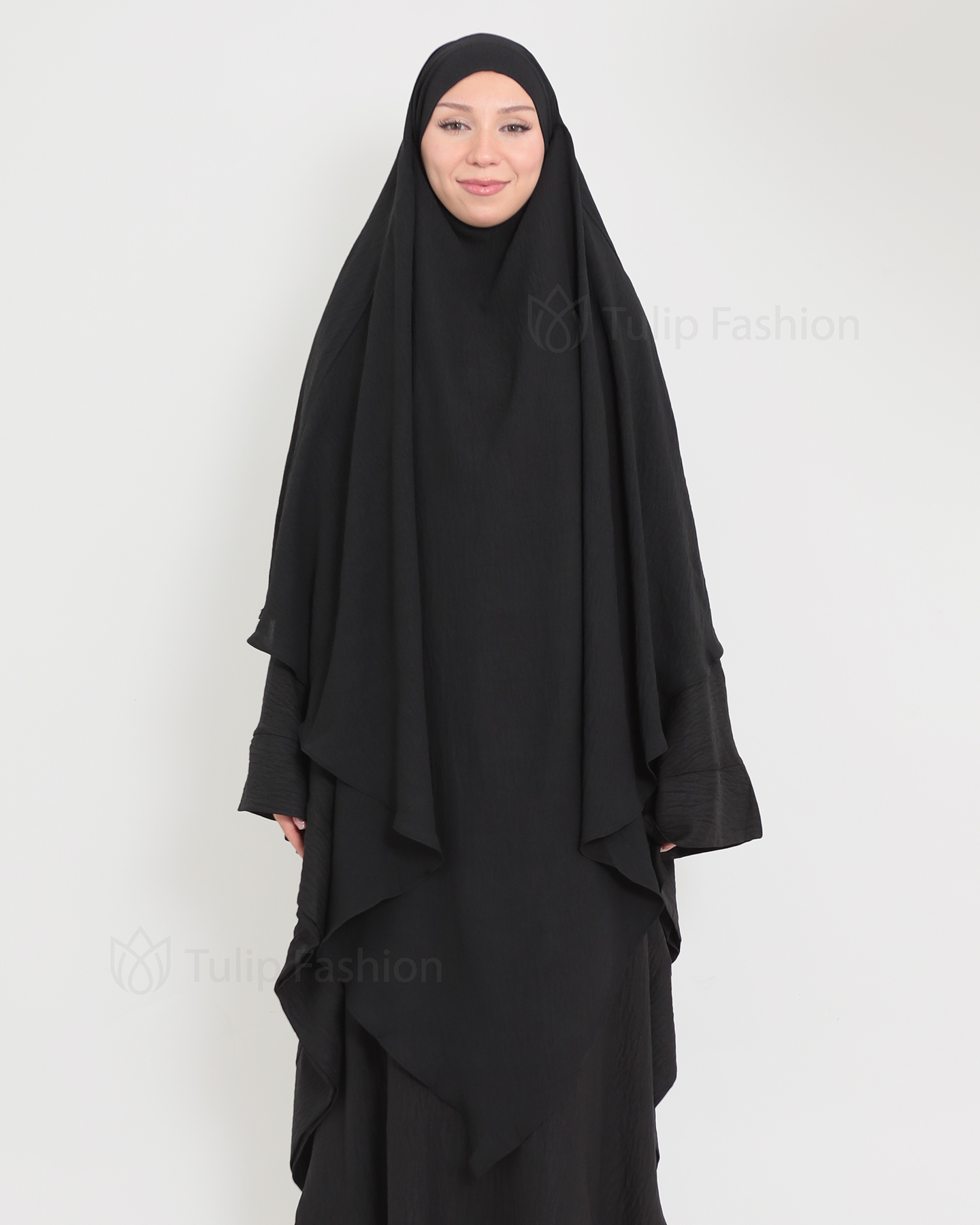 Maryam One layer Khimar - Black - 3