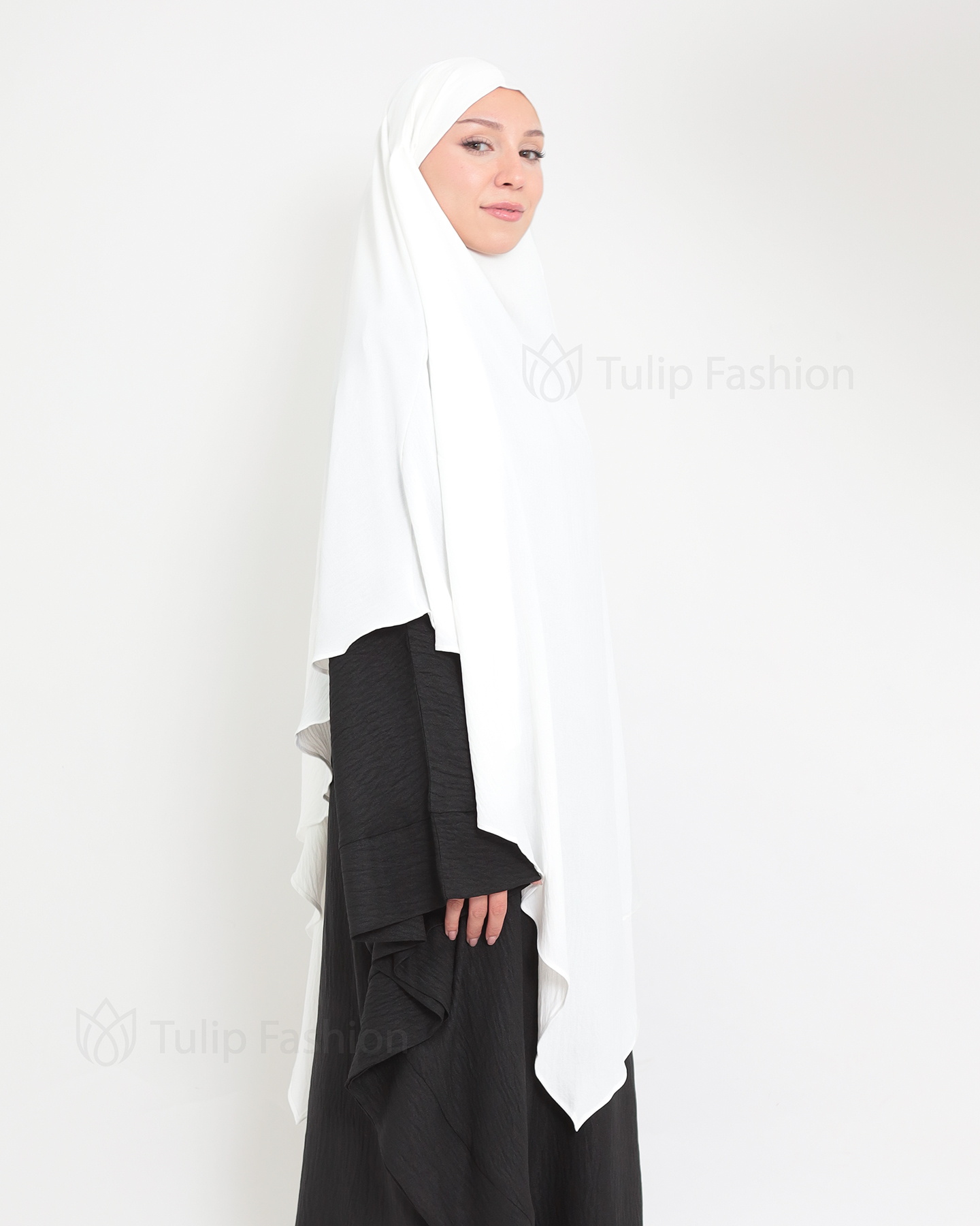 Maryam One layer Khimar - White - 2